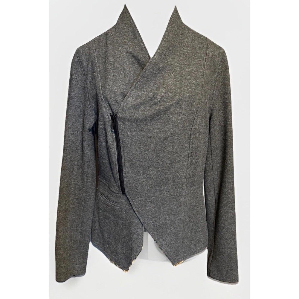 Cabi Asymmetrical Zip Jacket Heather Gray Knit Moto Style Women's S